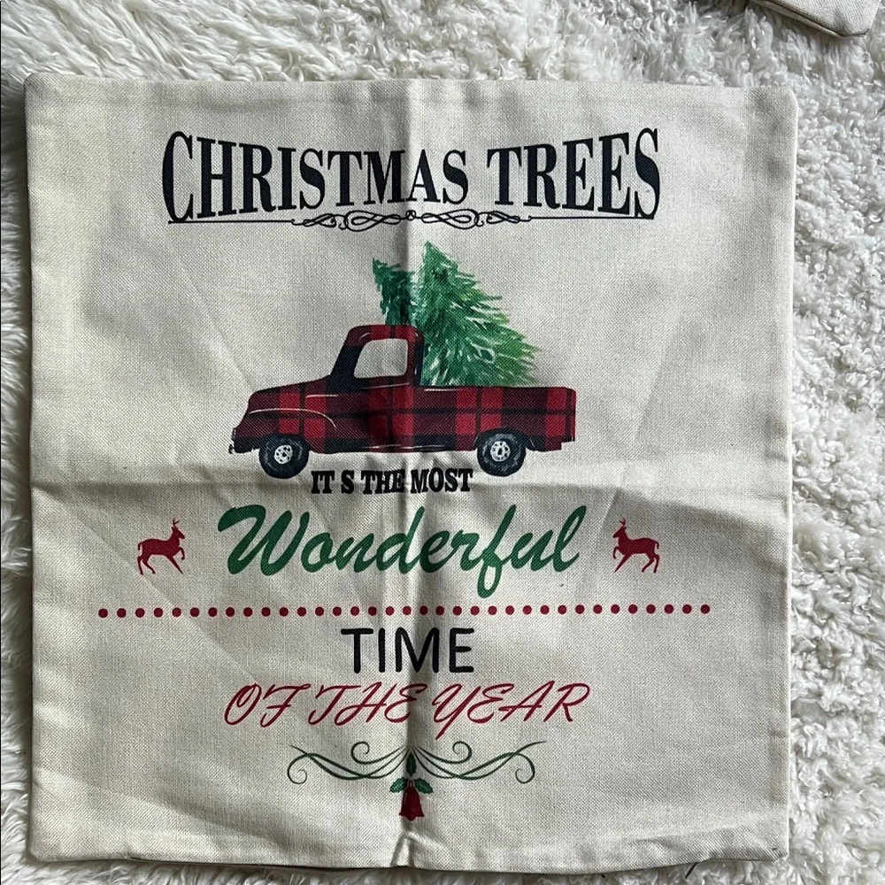 Used Once - Christmas Holiday Decorative Pillow Covers Set 17x17
